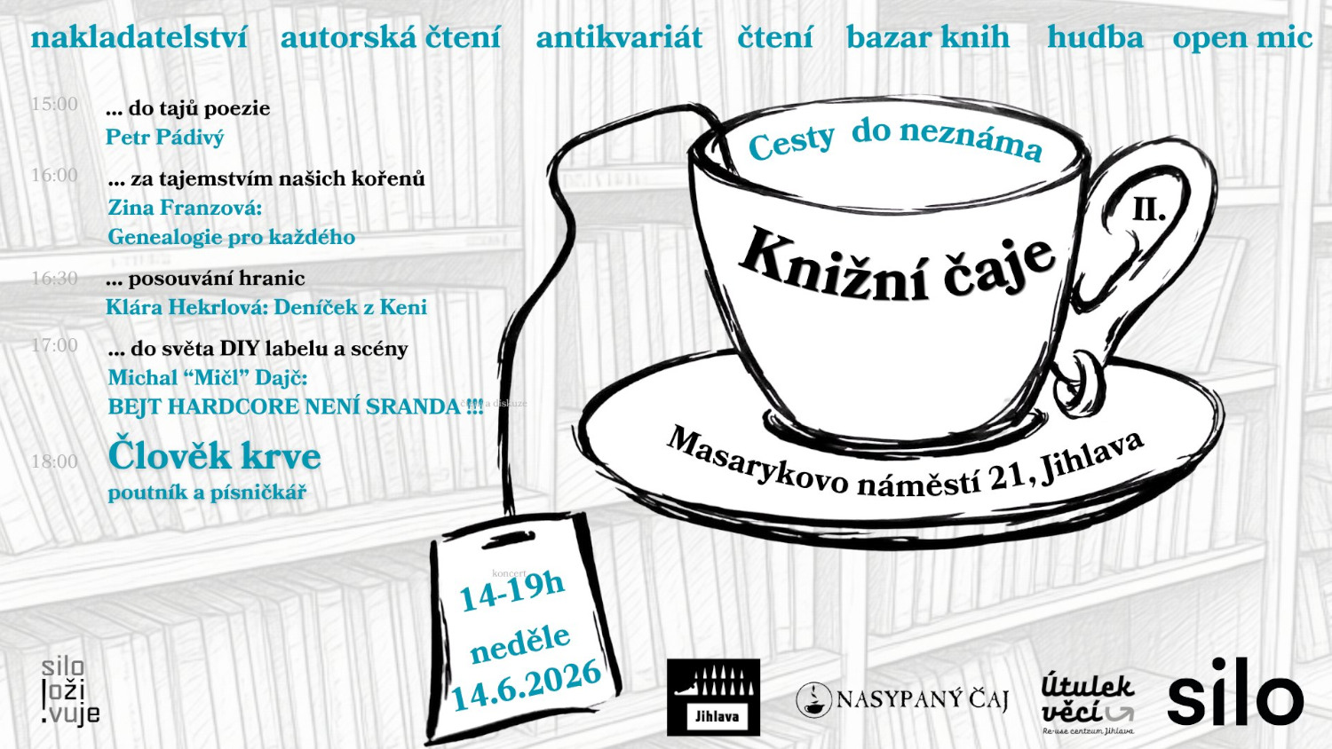 14.6. – Knižní čaje II. Cesty do neznáma + Člověk Krve
